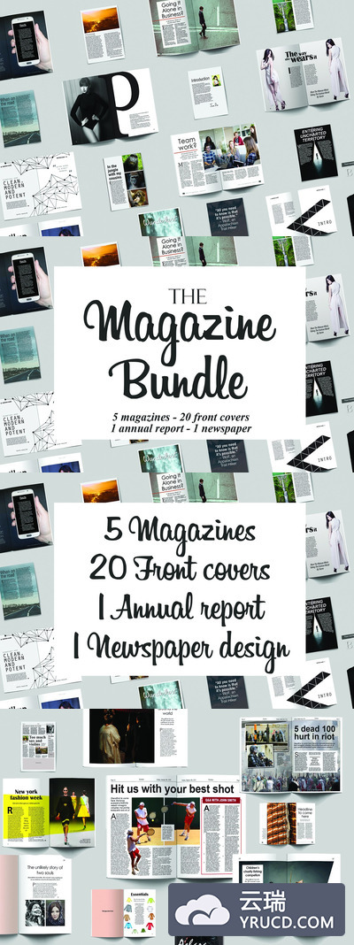 时尚的企业/社交杂志InDesign设计模板捆绑包