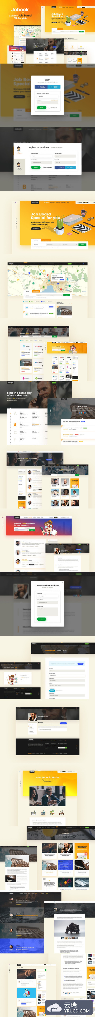 网站模板 | 橘色橙色精心设计明亮现代企业页面独特微博项目