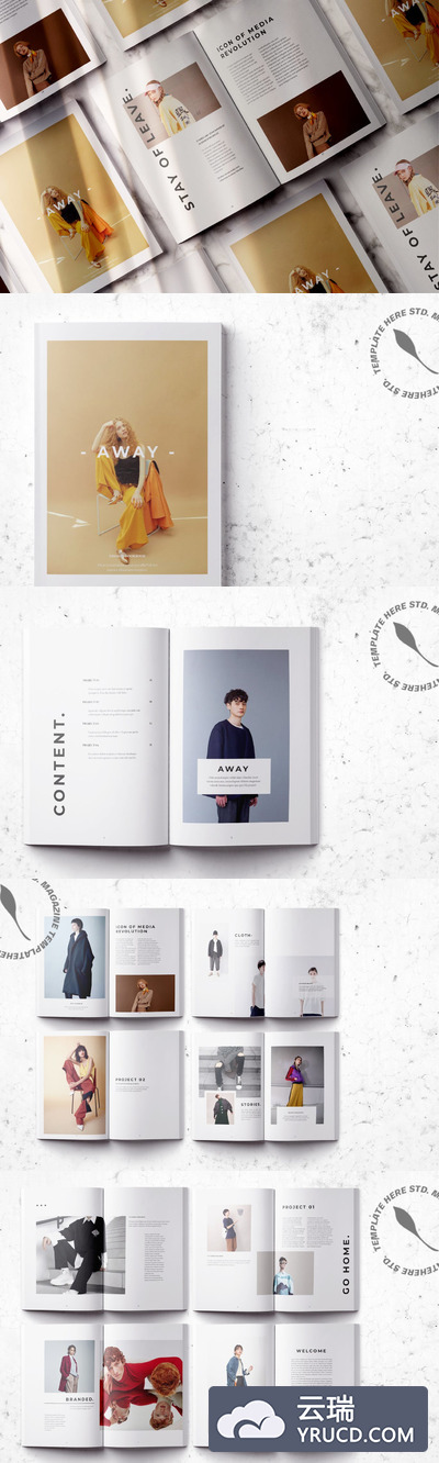 时尚简约优雅潮流风格的高品质画册楼书杂志品牌手册画册设计模板（indd）