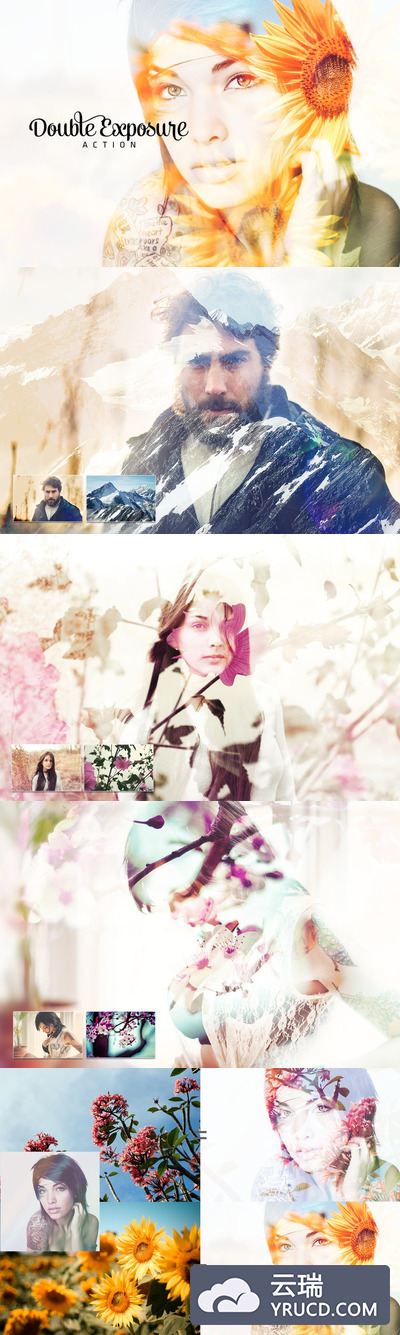 时尚高端双重曝光PS动作