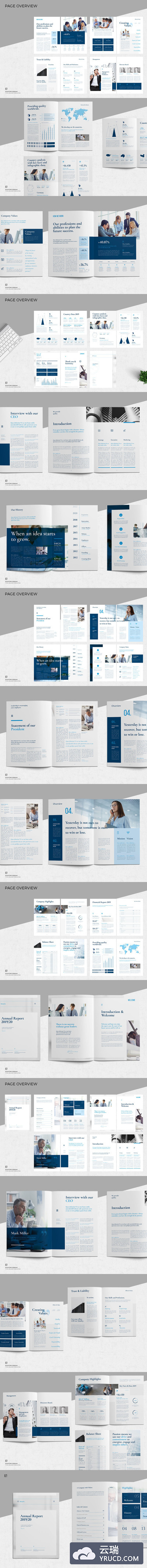 时尚高端简约商业商务质感的年度报告品牌手册画册杂志房地产楼书设计模板（indd）