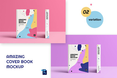 样机 | 高分辨率彩色缤纷几何元素书籍封面装帧智能对象