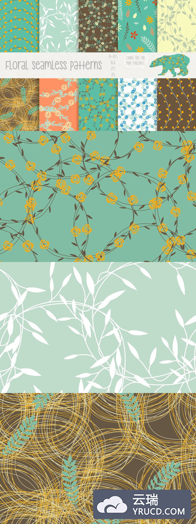 植物无缝图案背景 Floral Seamless Patterns Pro