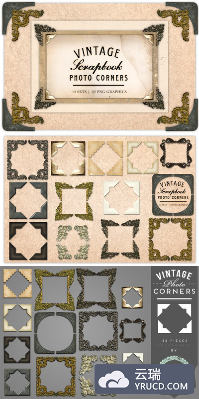 经典相框素材 Vintage Scrapbook Photo Corners