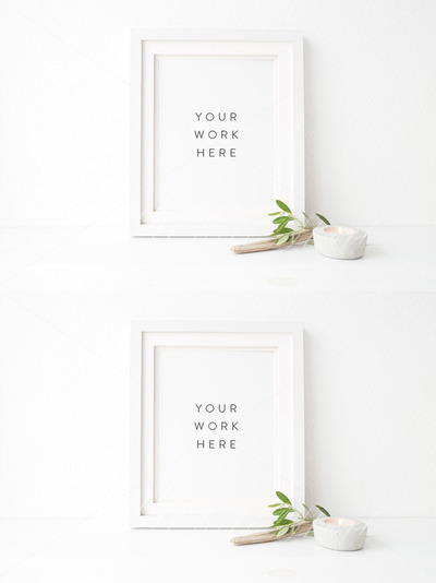 时尚白色画框样机模型 8x10" Art frame mock up - botanical