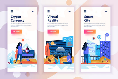 时尚高端简约多用途的Instagram故事入门屏幕移动应用程序banner插画着陆页海报设计模板-6