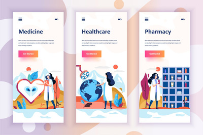 时尚高端简约多用途的Instagram故事入门屏幕移动应用程序banner插画着陆页海报设计模板-9