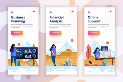 时尚高端简约多用途的Instagram故事入门屏幕移动应用程序banner插画着陆页海报设计模板-10