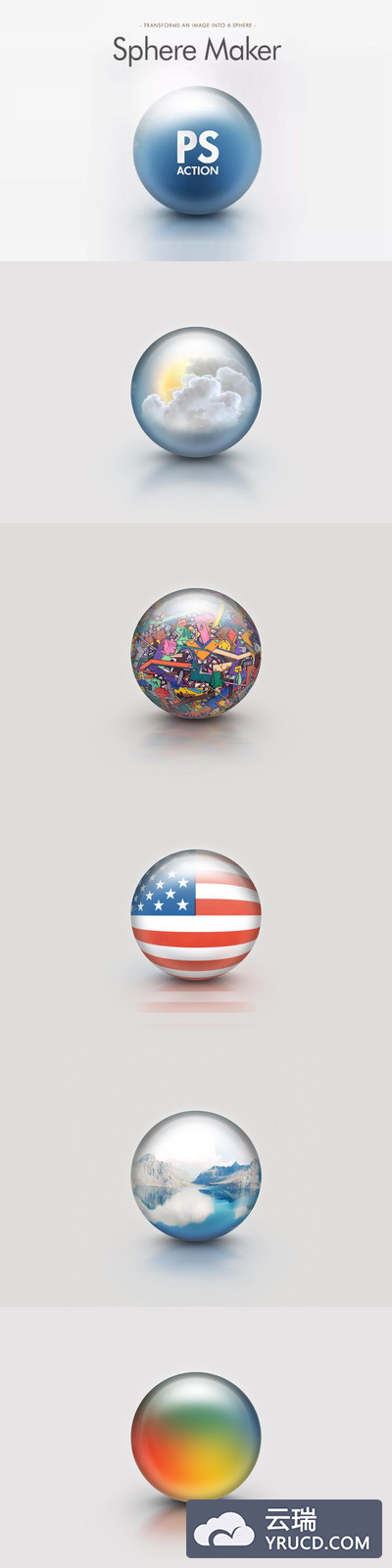 神奇的将图像融合进水晶球Sphere Maker Photoshop动作