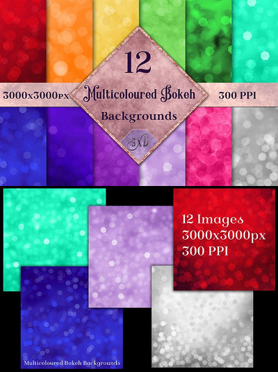 12款多姿多彩的彩虹散景背景纹理合集