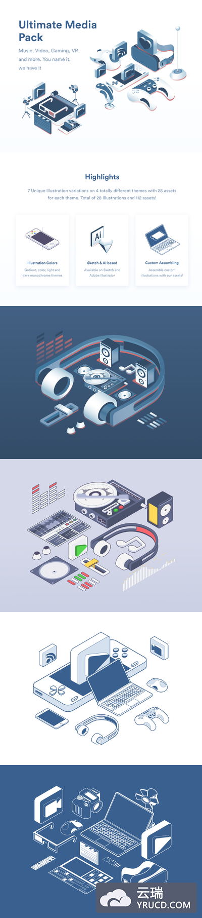 2.5D电子数码设备插画素材下载[Ai,Sketch]