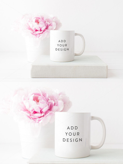 月季花马克杯样机模型 Mug mock up - Peonies