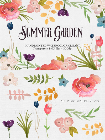 水彩花卉插画集 Watercolor Flower Clipart Set