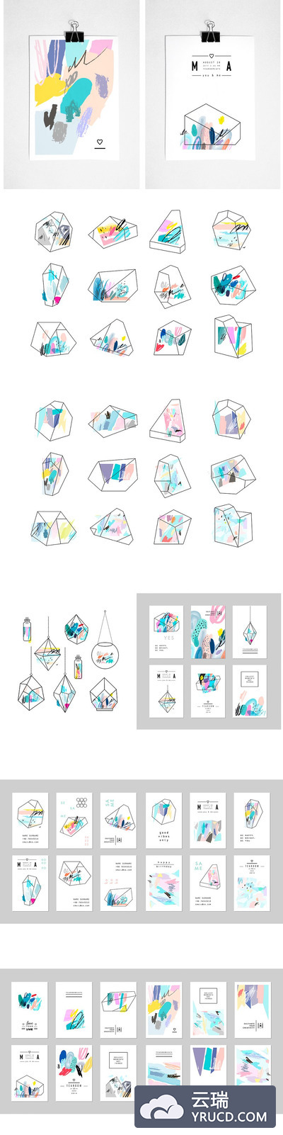 水彩涂鸦素材 PolyART vector Pack