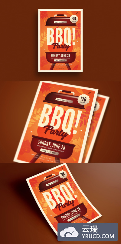 秋季烧烤海报模板 Autumn BBQ Party Flyer