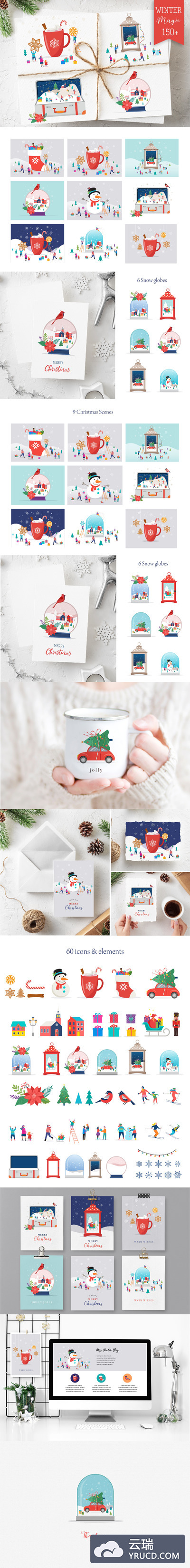 圣诞节场景插画素材 Winter Magic - Christmas scenes