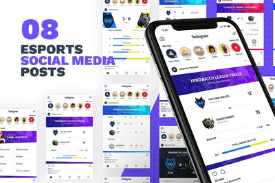 8个电子竞技社交媒体帖子banner海报设计模板