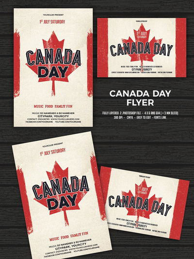 加拿大节日元素模板 Canada Day Flyers