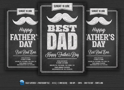 父亲节黑板粉笔海报制作 Fathers Day Chalk Flyer
