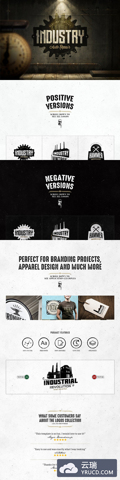 经典工业设计logo模板 Vintage Industrial Logos Template