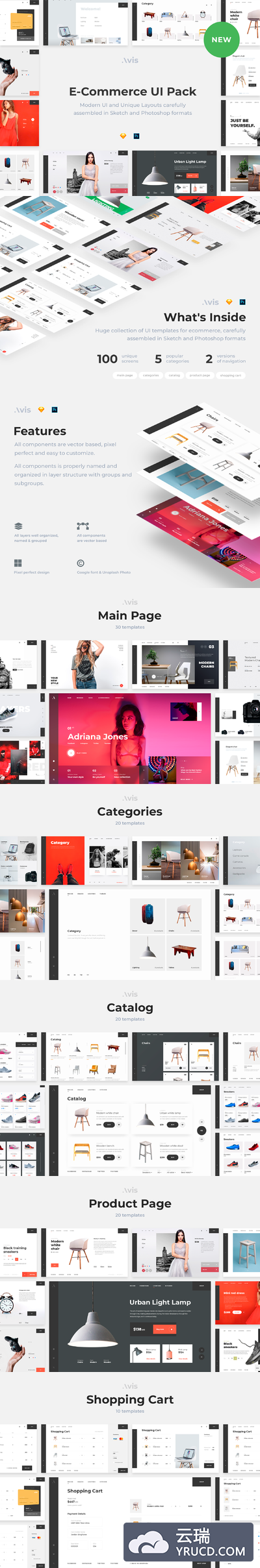 多功能居家家具家私时尚电商ui网页网页ui设计ui素材下载[Sketch,PSD]