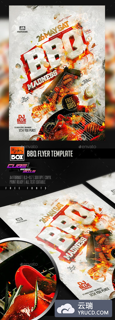 BBQ烧烤乡村派对传单模板