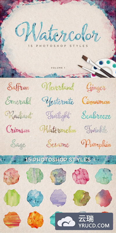 Watercolor Photoshop Styles Volume 1