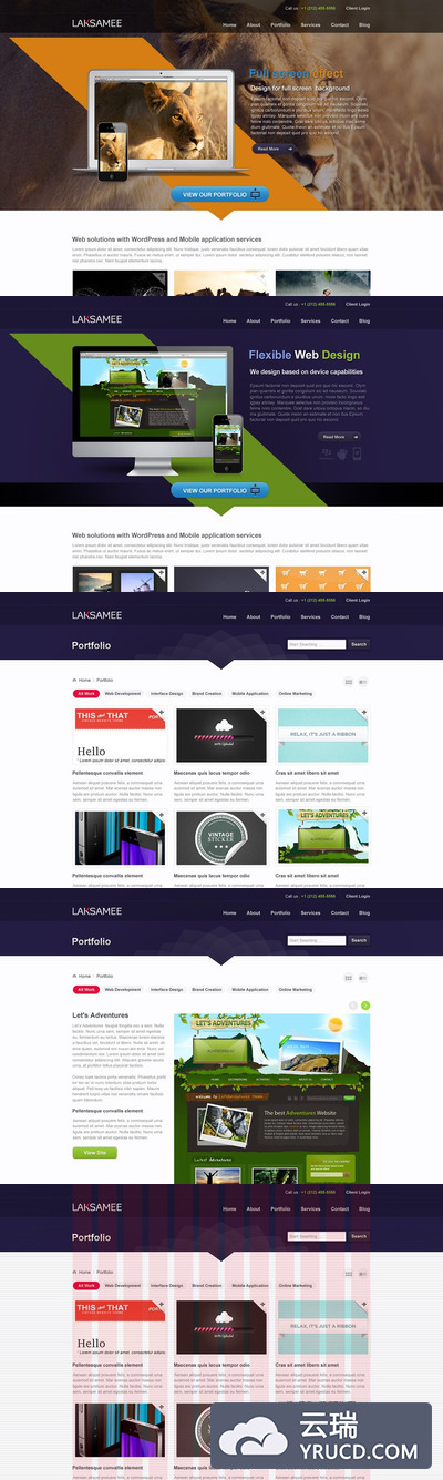网站设计模板 Laksamee PSD Template