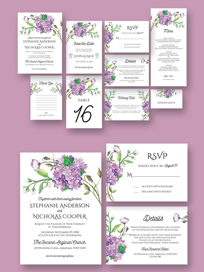 绣球花婚礼请柬套装 Hydrangea Wedding Invitation Suite
