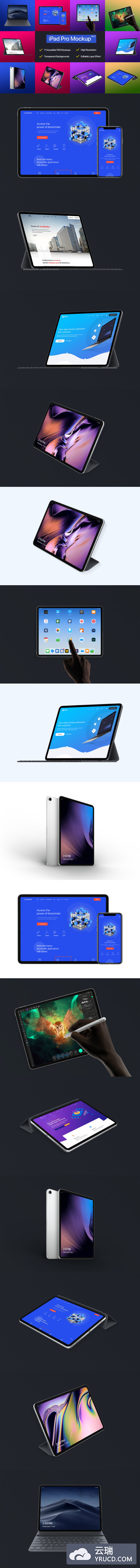 全新的逼真质感时尚高端iPad Pro 2018 APP UI样机展示模型mockups Vol-02