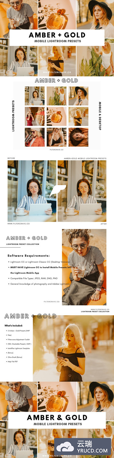 琥珀色&金色主题Lightroom移动端预设