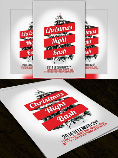 极简主义圣诞节海报 Minimal Christmas Night Bash Flyer