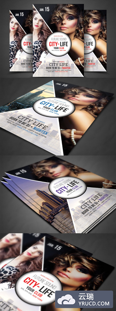 时尚理发店海报模板 Futuristic Festival Concert Flyer