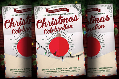 复古圣诞节海报模板 Christmas Event Flyer Template