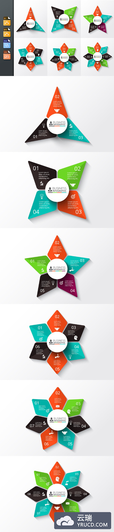 信息图表PPT素材 Infographics template set v.5
