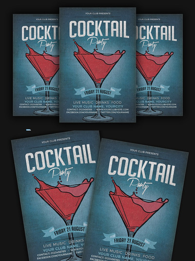 鸡尾酒派对宣传海报模板 Cocktail Party Flyer