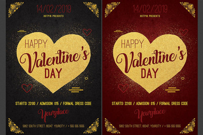 情人节海报模板 Valentines Day Psd Flyer