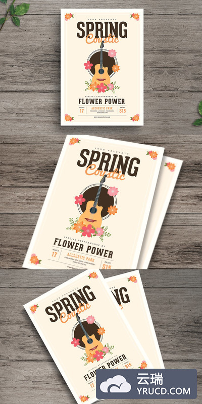 春天音乐宣传海报模板 Spring acoustic Flyer