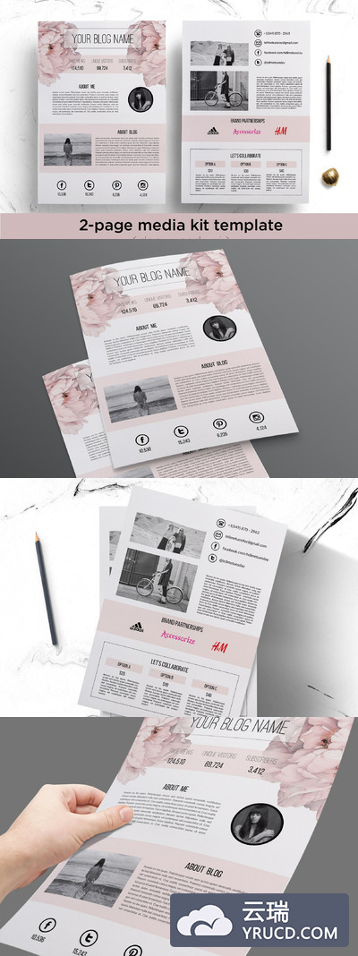 媒体广告工具模板 Floral media kit template