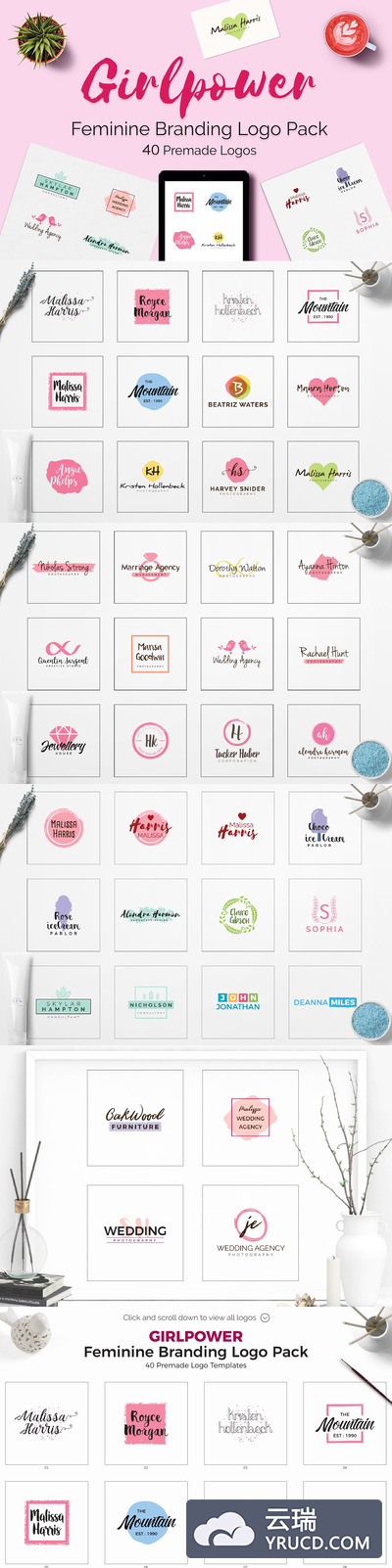 女性品牌logo制作集 GIRLPOWER Feminine Branding Logo Set