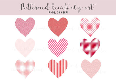 粉红爱心剪贴画 pink hearts clip art
