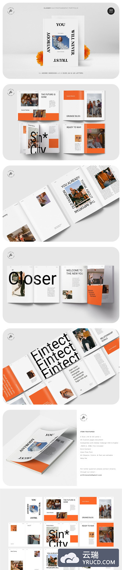 CLOSER时尚摄影作品集设计模板