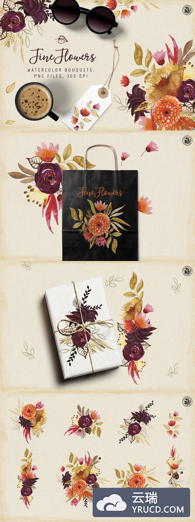 高端水彩插画素材 Fine Flowers