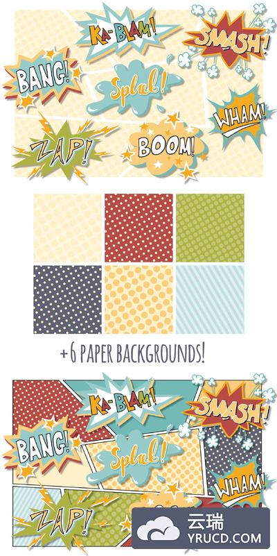 漫画风格的打折标签 Superhero Comic Book Overlays