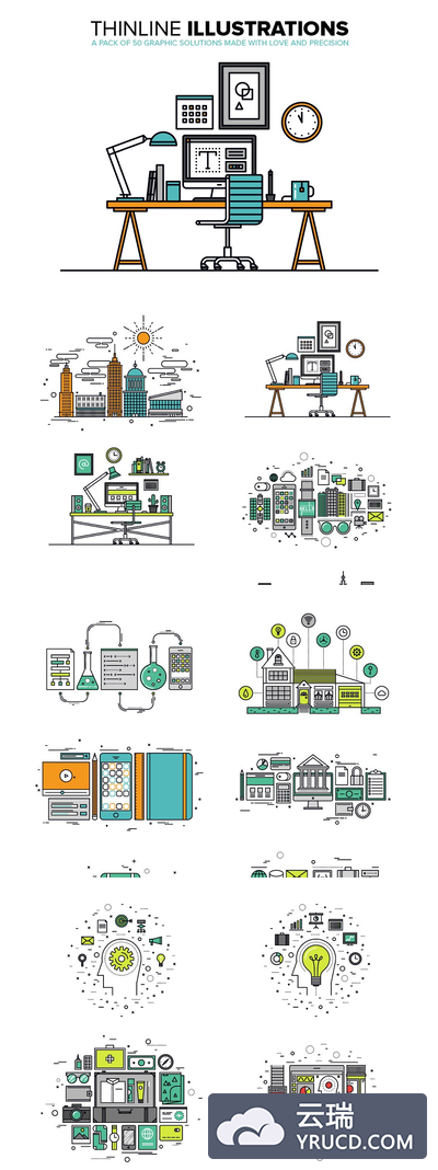 时间管理插画 Thinline Illustrations Collection