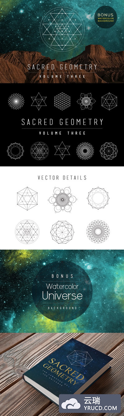 神圣的几何图形背景 Sacred Geometry Vector Pack Vol. 3