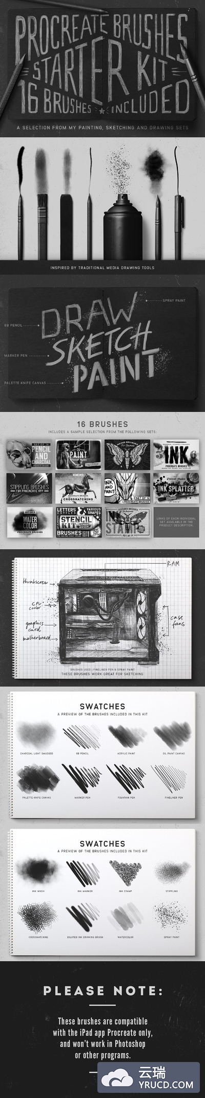 肌理笔刷下载 Procreate Brushes Starter Kit