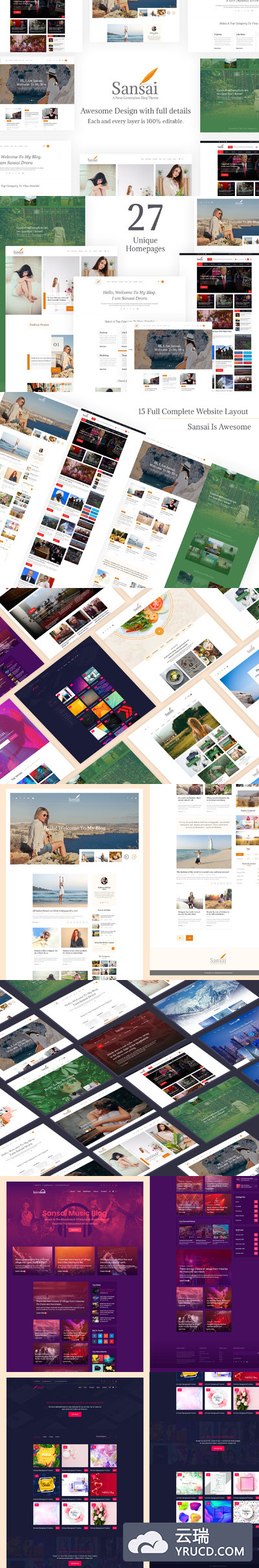 时尚的博客新闻网站ui界面ui网站模板下载[XD]