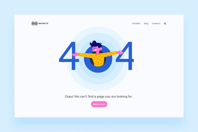 时尚高端简约清新扁平化风格404页插图banner设计模板