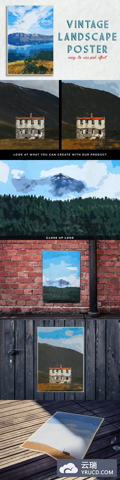 经典海报样式模板 Vintage Landscape Poster Template